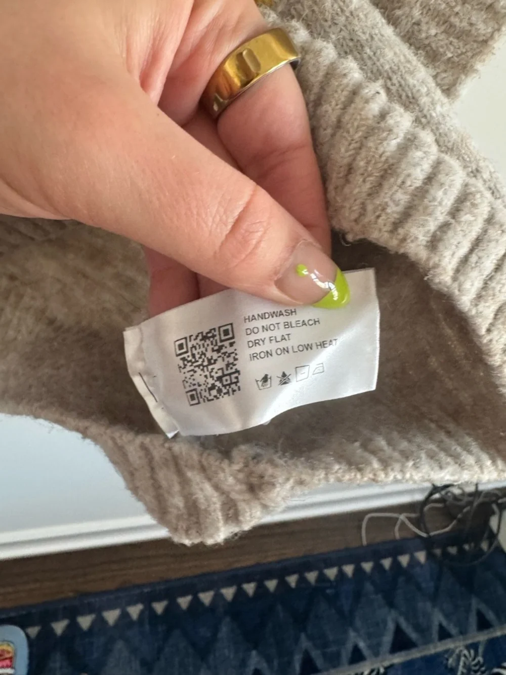 Cider Beige Knit Sweater Vest with Pear Motif - Picture 5 of 6